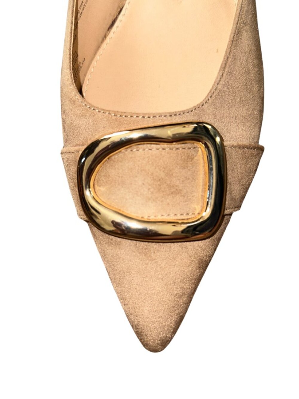 A New Day Larissa Pointed Toe Mule Heels with Gold Buckle - Beige/Tan Size 10 - Picture 5 of 7